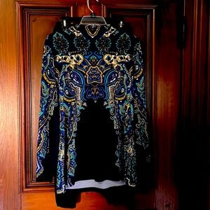 Susan Graver navy blue mock neck tunic